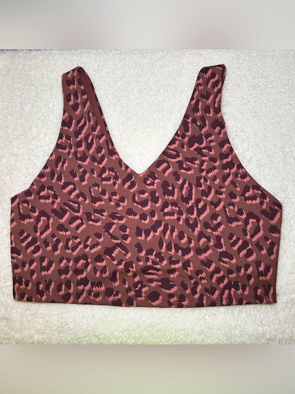 Aerie Offline Burgundy Leopard Jacquard Longline Sports Bra XXL